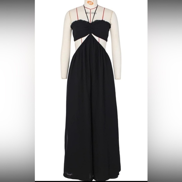 Bluewolfsea Womens Sexy Halter Backless Chiffon Wide Leg Jumpsuit Boho NWT 2XL - Picture 3 of 9